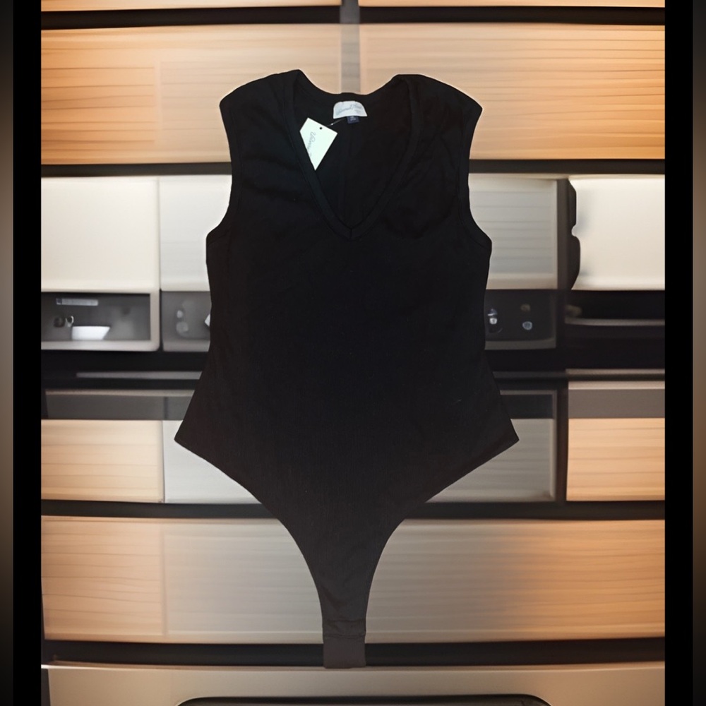 Universal Thread Black Ribbed Sleeveless Body Suit With Buttons Sz 2X-L